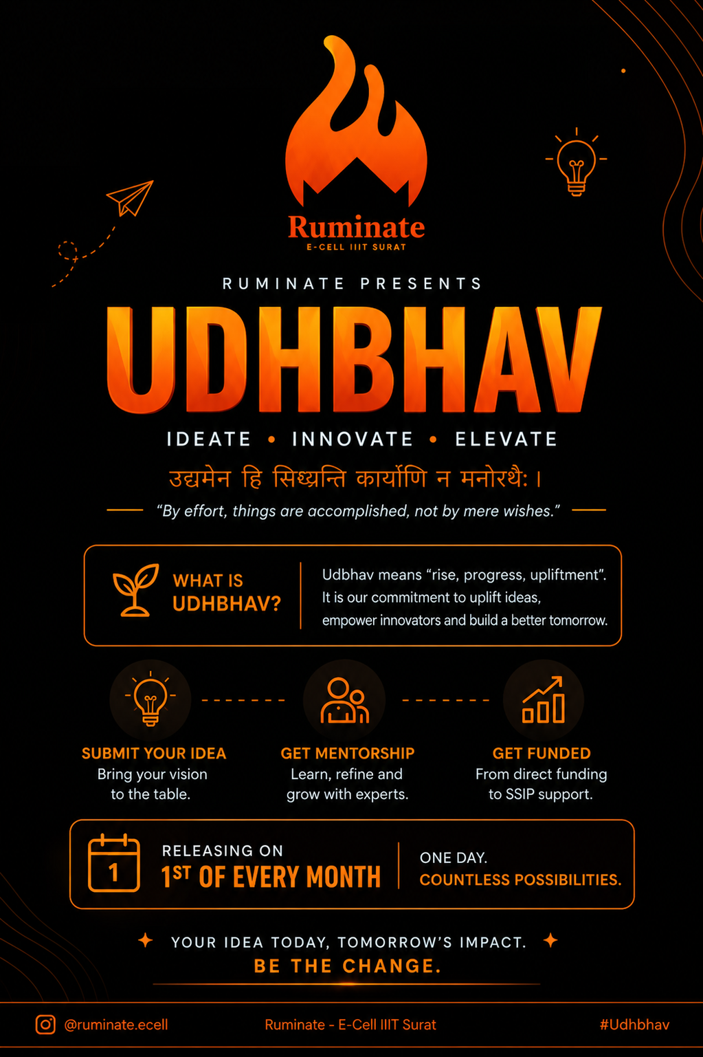 UDHBHAV poster: share your idea, get mentorship and explore funding